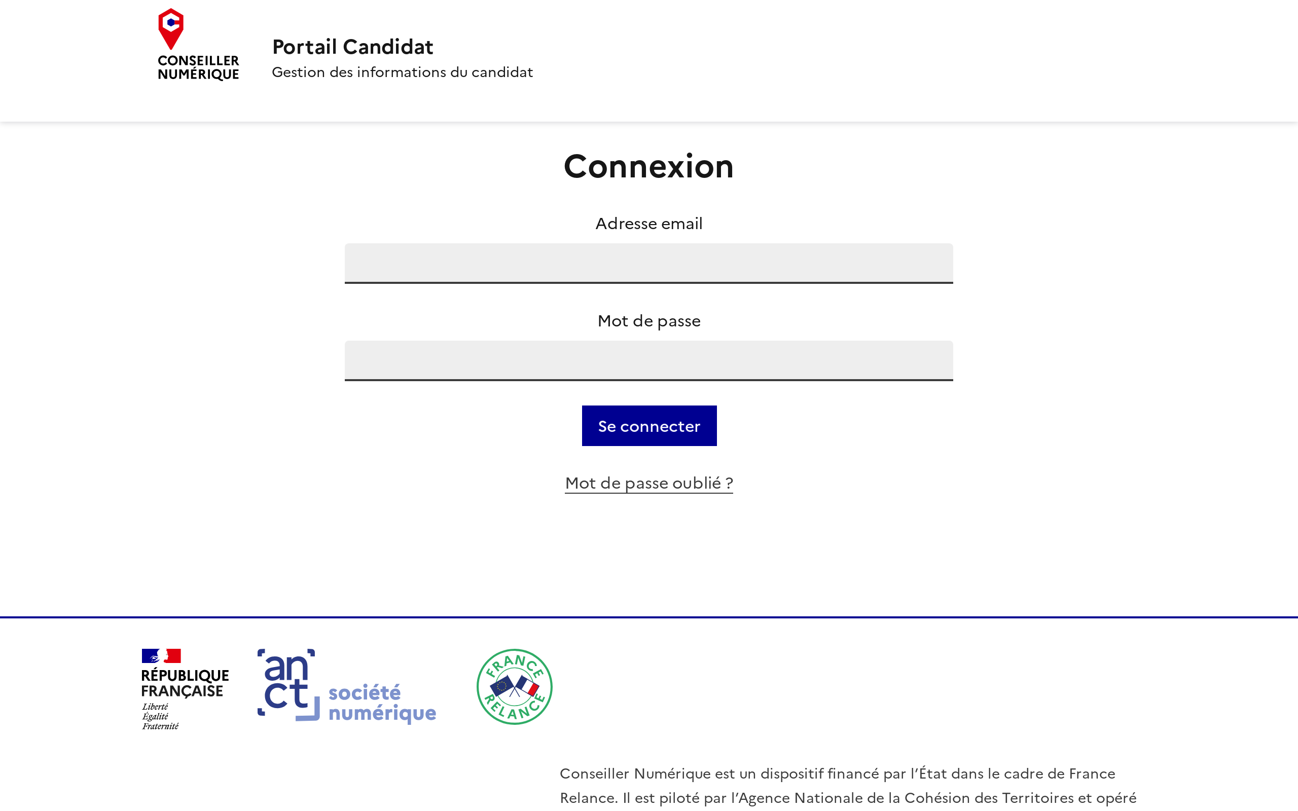 Copie d'écran de https://candidat.conseiller-numerique.gouv.fr/login